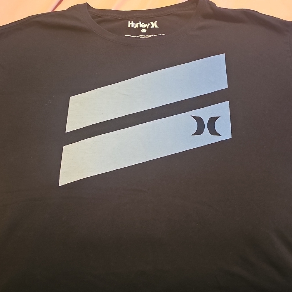 Hurley Black Tee with Blue Stripes